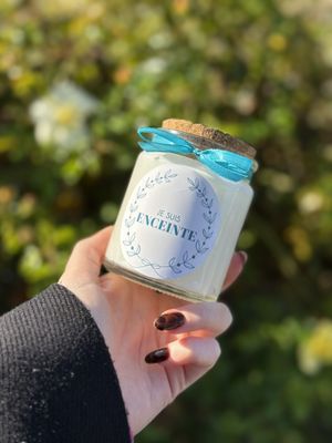 Personalized pregnancy announcement candle, 200 g – Large gift for grandma, aunt, etc.