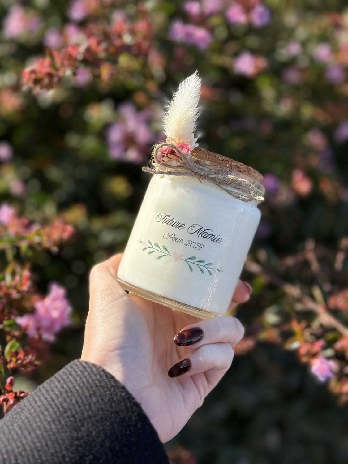 Bougie personnalisée annonce grossesse 200 g – Cadeau grand format pour mamie, tata…