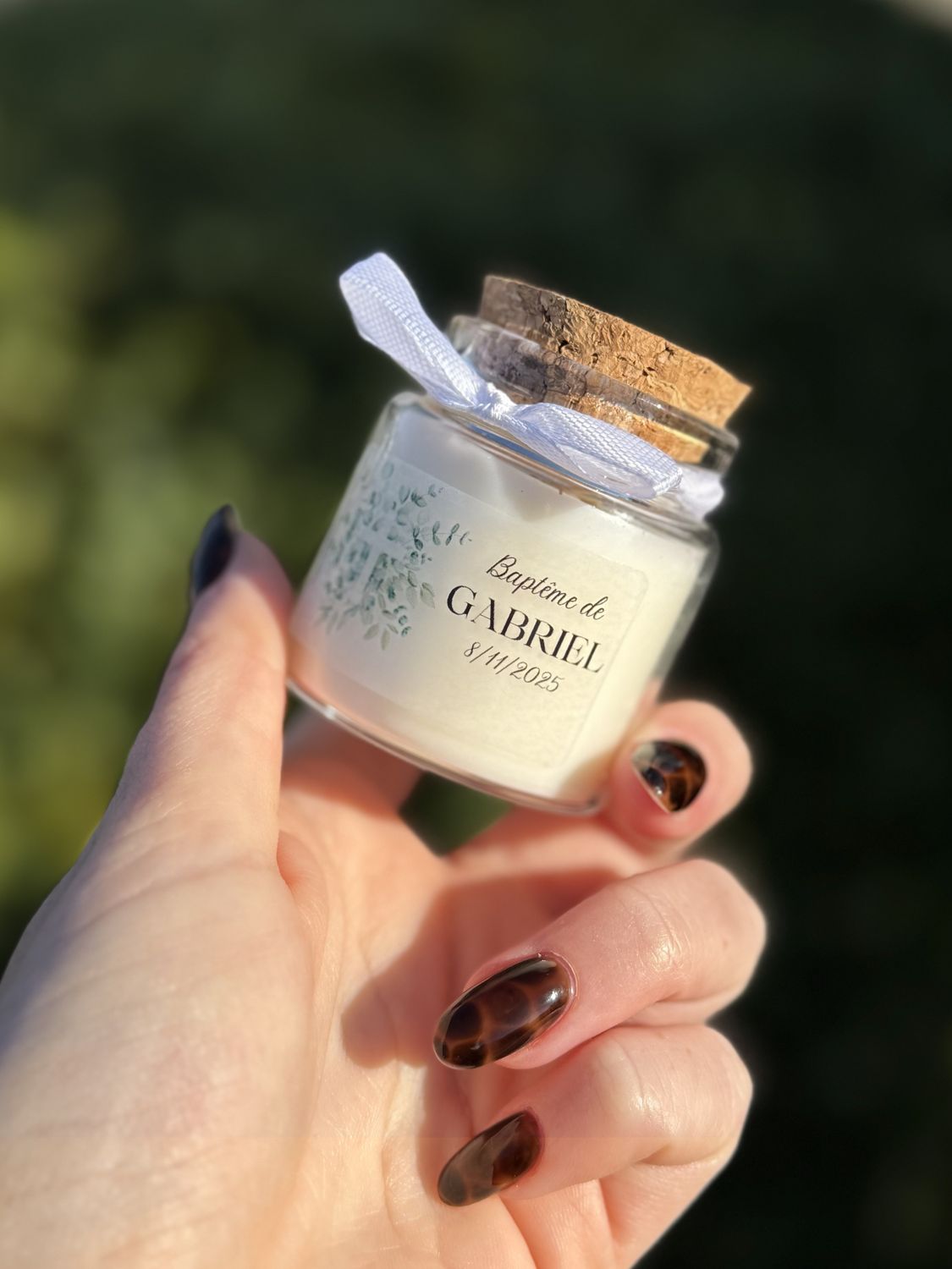 Bougie personnalisée 50 ml – Cadeau invité baptême, communion, profession de foi