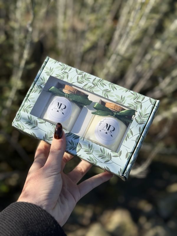 Coffret personnalisé – 2 bougies ou 2 pots vides 50 ml