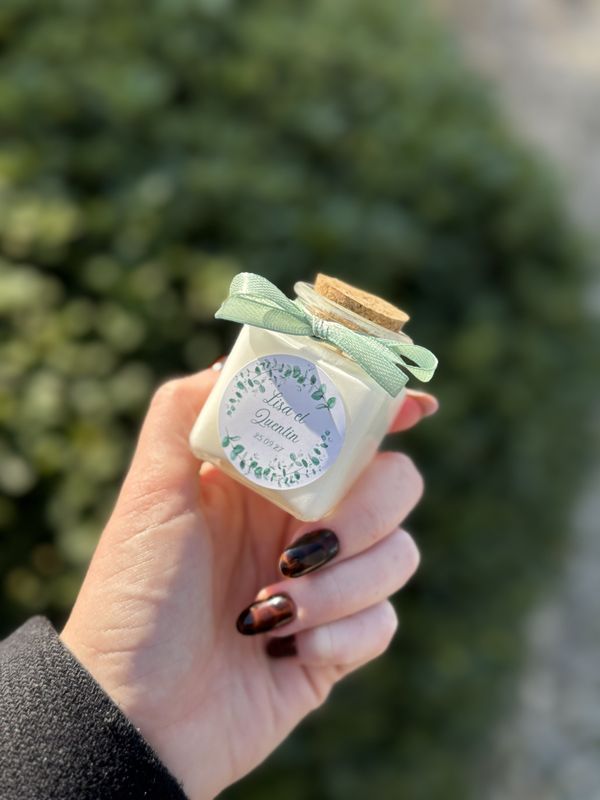Bougie personnalisée carré 50 ml– Cadeau invité mariage