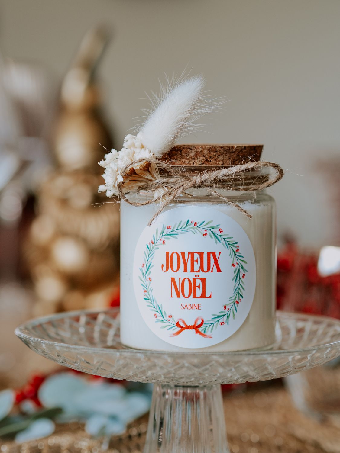🎁 Bougie personnalisée de Noël – Format 200 ml