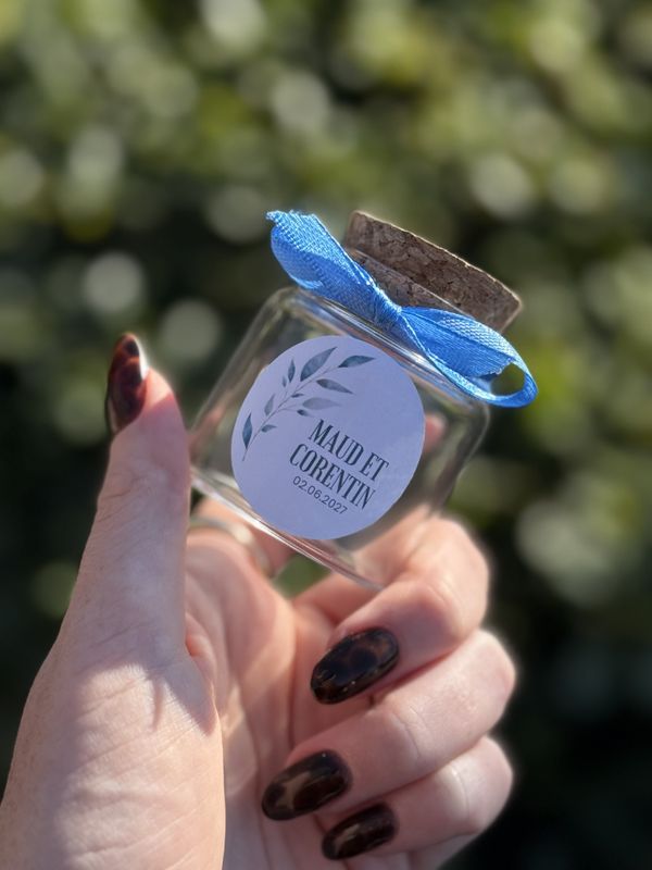 Personalized 50 ml jar – Wedding favor to fill (candy, sugared almonds, tea, etc.)