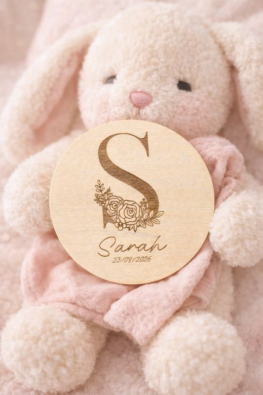 Personalized wooden baby birth card – Engraved baby shower keepsake