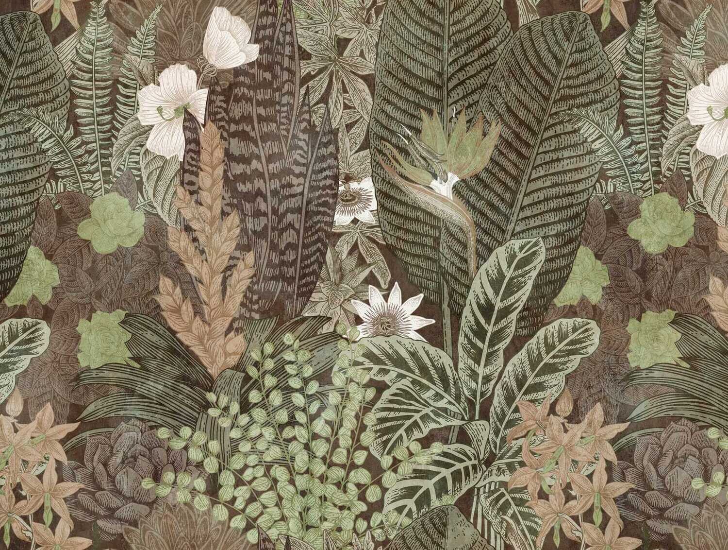 Natur Design im Zeichenstil, Braun &amp; Grün