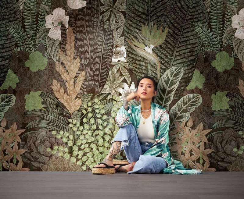 Natur Design im Zeichenstil, Braun &amp; Grün