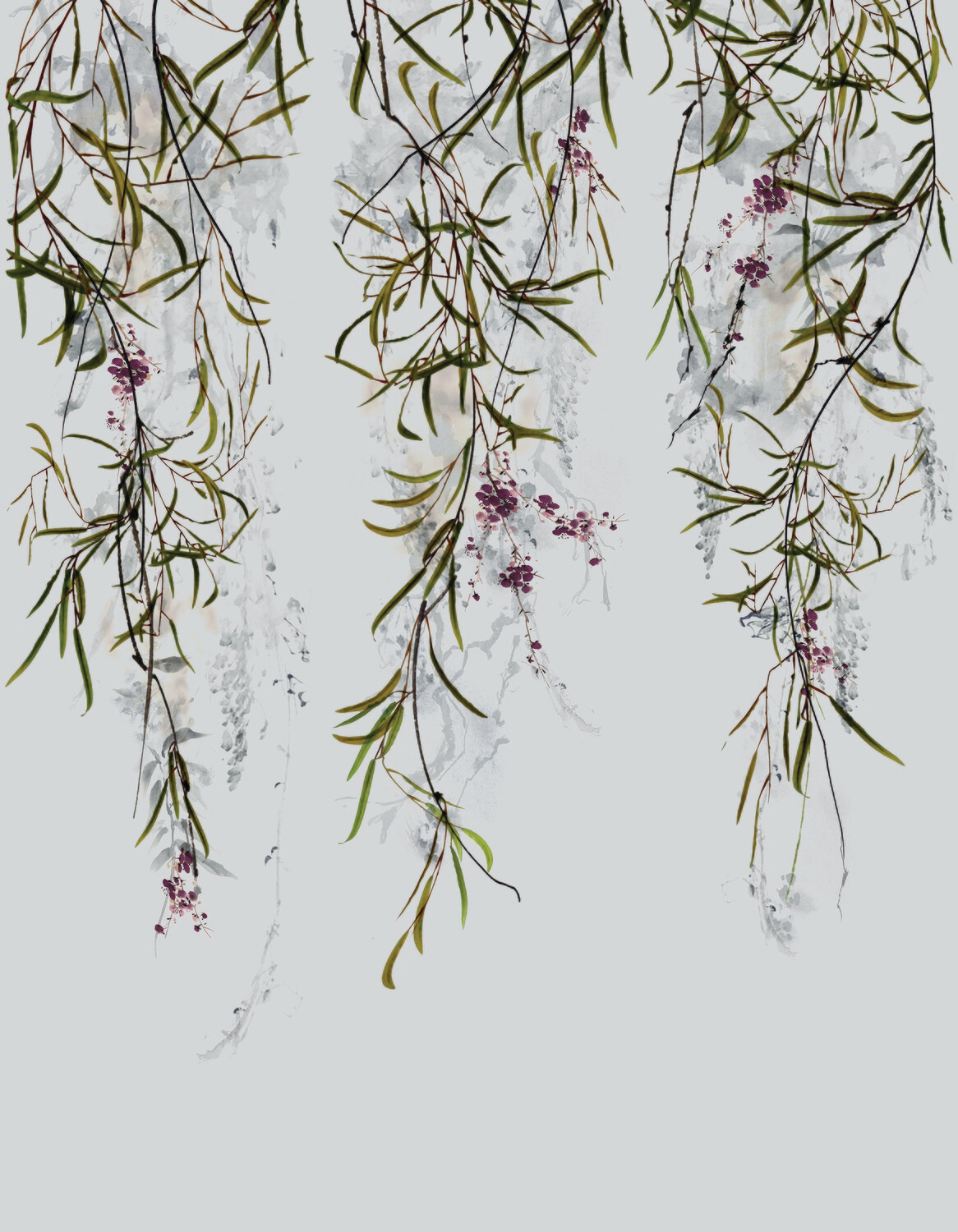 Aquarell Blüten, Farbe: Grau
