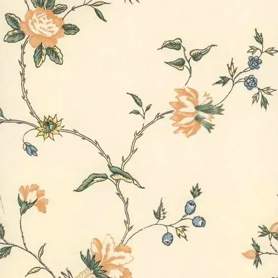 Historische Sandudd Vliestapete Classic Flowers mit romantischem Blumenmuster. Nachhaltig, formstabil &amp; wohngesund im Landhausstil.