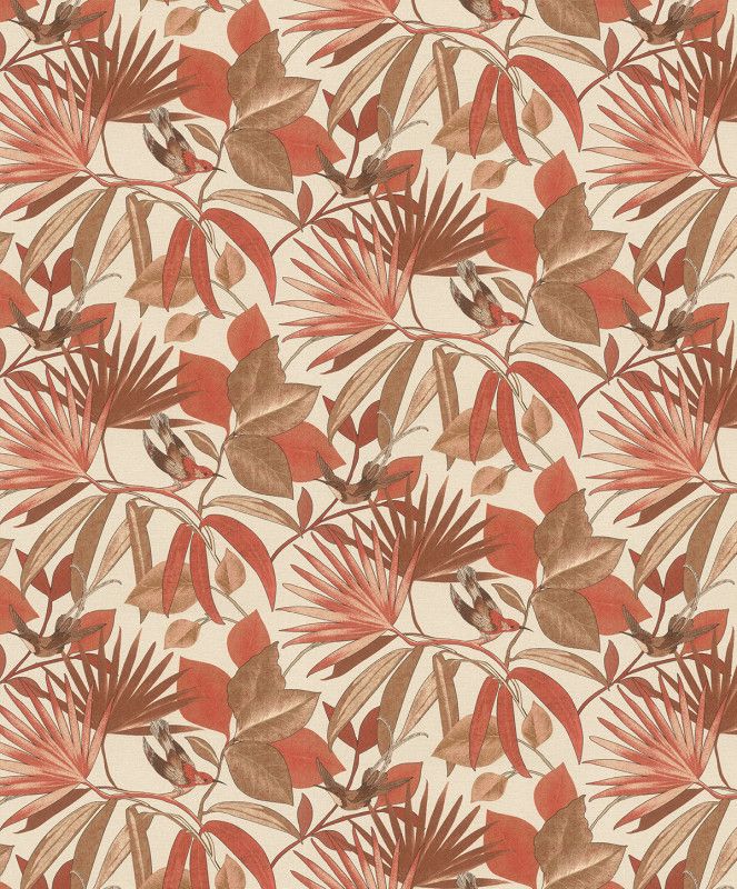 Rasch Textil Vliestapete Sakura 291505 – Dschungel &amp; Vögel Terracotta-Braun