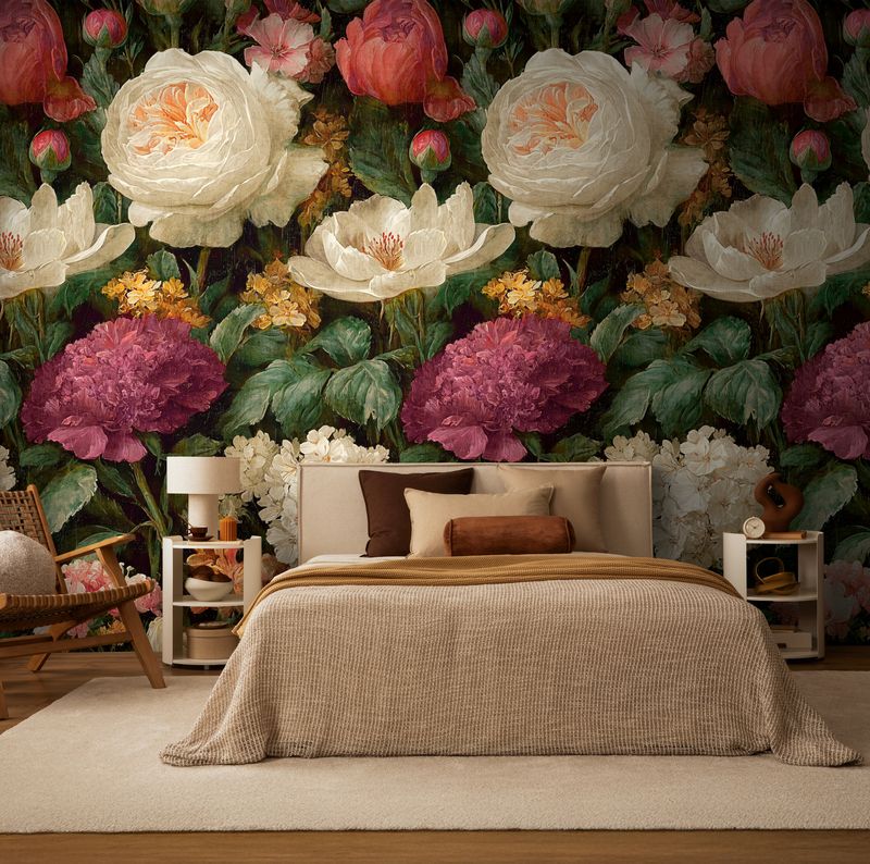 Rosen und Pfingstrosen im klassischen Vintage-Stil