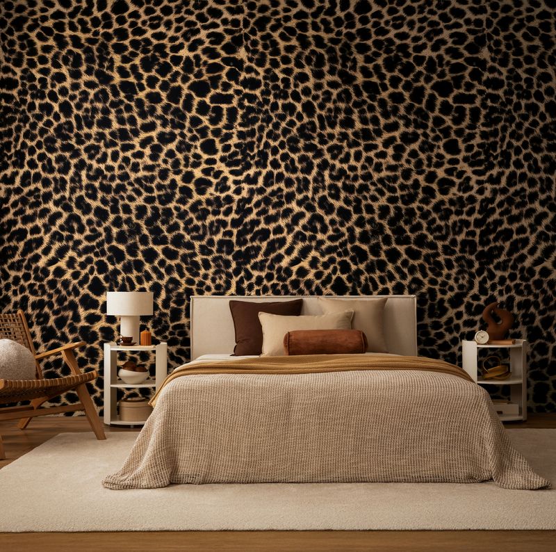Motivtapete mit wildem Leoprint im trendigen Animal Look matt &amp; glatt - Braun