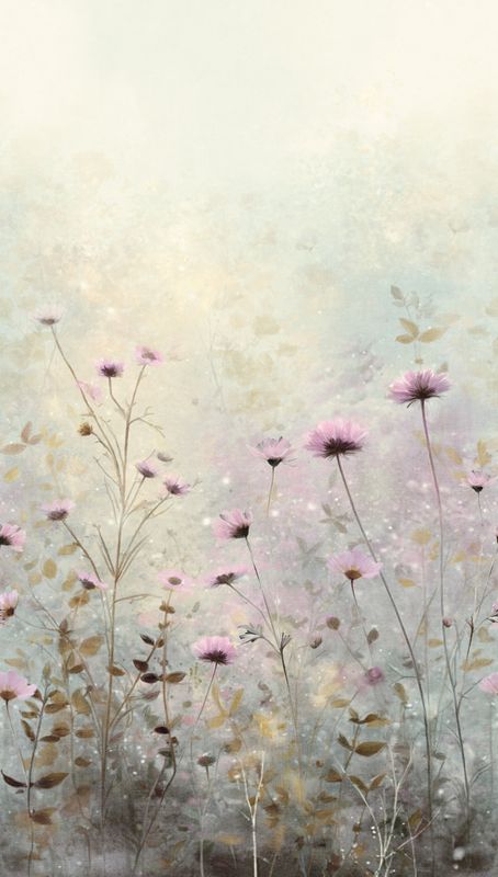 Motivtapete mit Filigranen Wiesenblumen im romantischen Aquarellstil matt glatt Blau