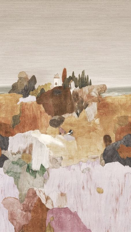 Motivtapete mit abstrakter Landschaft im künstlerischen Naturdesign matt glatt Beig