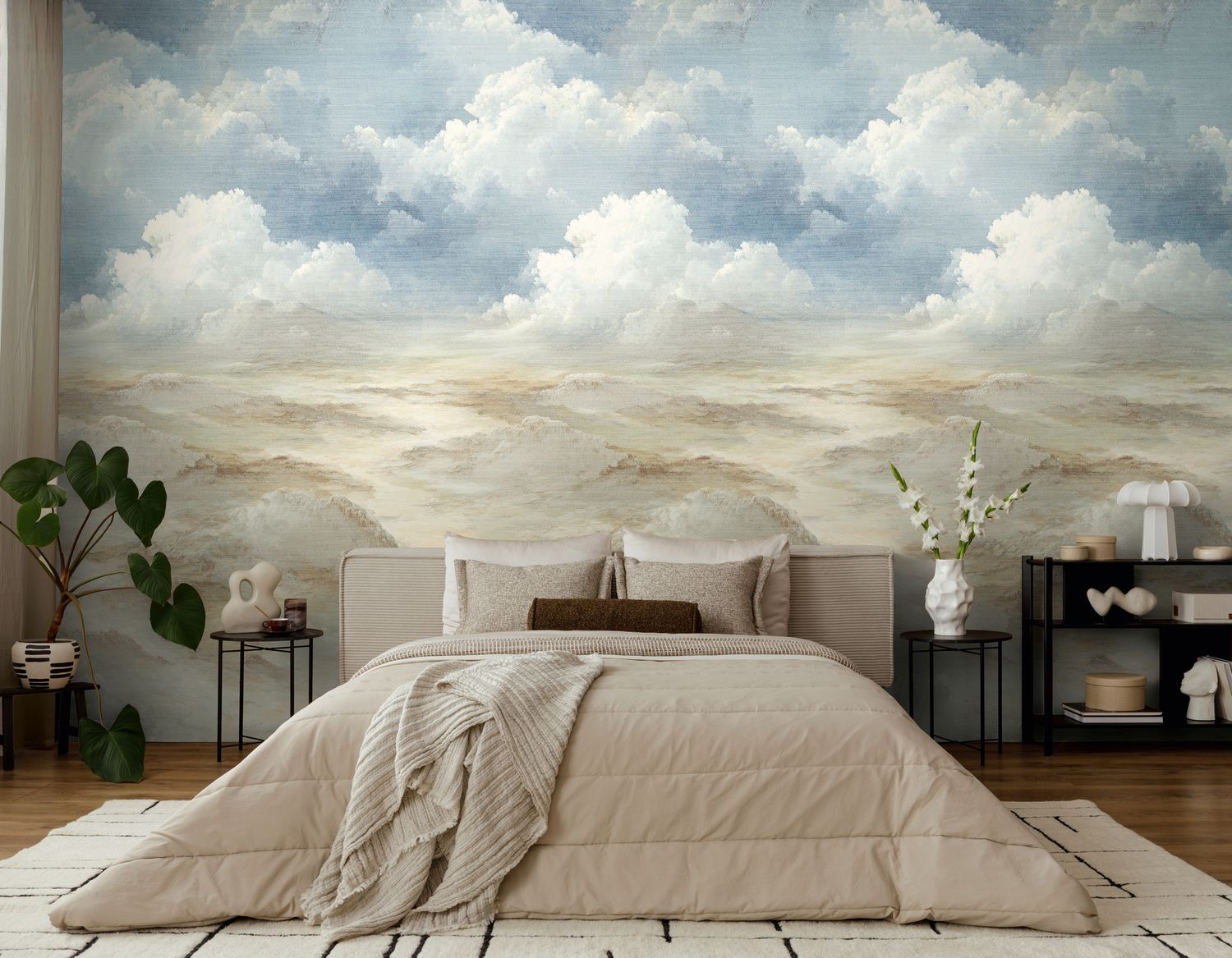 Motivtapete Wolkenpanorama und abstrakter Naturdarstellung matt glatt Beige