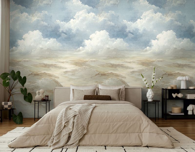 Motivtapete Wolkenpanorama und abstrakter Naturdarstellung matt glatt Beige