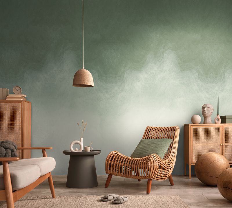 Motivtapete mit fließenden Farbverläufen im modernen Design matt glatt Grün