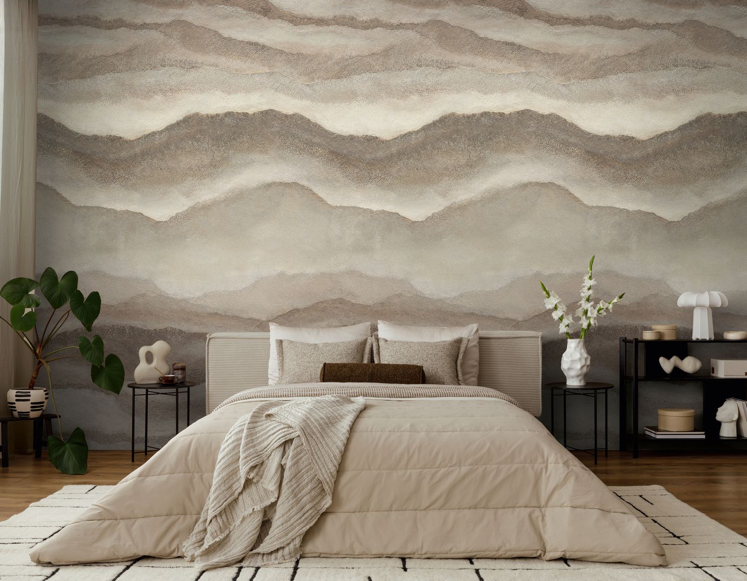 Motivtapete mit Betonoptik Farbverläufen im stilvollen matt glatt Braun Beige