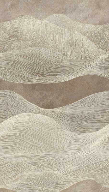 Motivtapete mit Filigranen Linien und sanften Wellen im minimalistischen Natur-Look matt glatt Beige