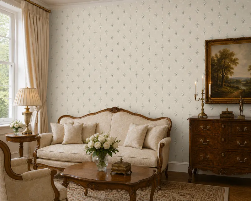 Sandudd Vliestapete „Classic Medaillon in mattem Beige-Grün