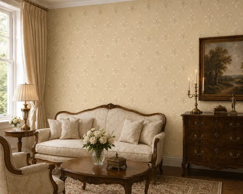 Sandudd Vliestapete „Classic Medaillon“ in mattem Beige-Ocker