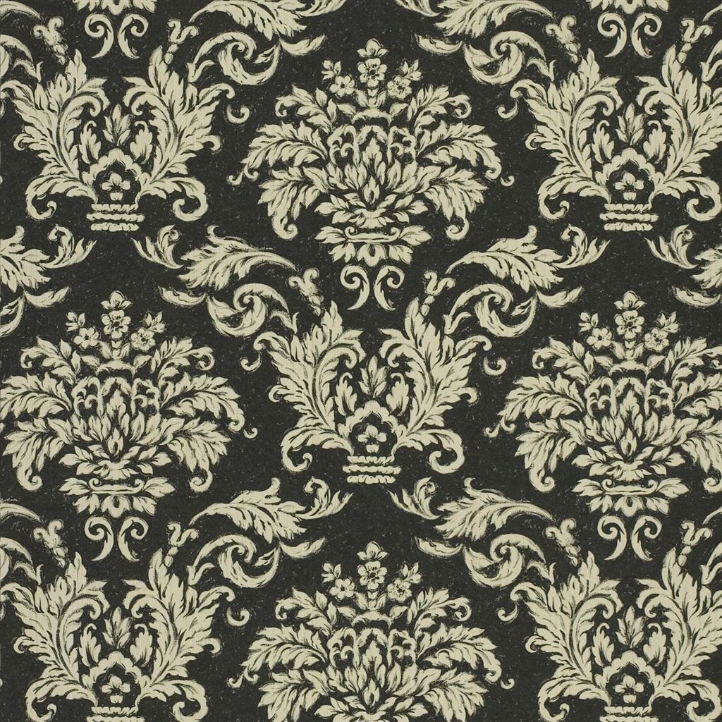 Designers Guild Ralph Lauren Havilland Damask Vliestapete (Schwarz/Gold)