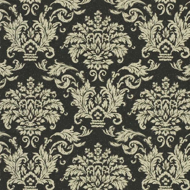 Designers Guild Ralph Lauren Havilland Damask Vliestapete (Schwarz/Gold)