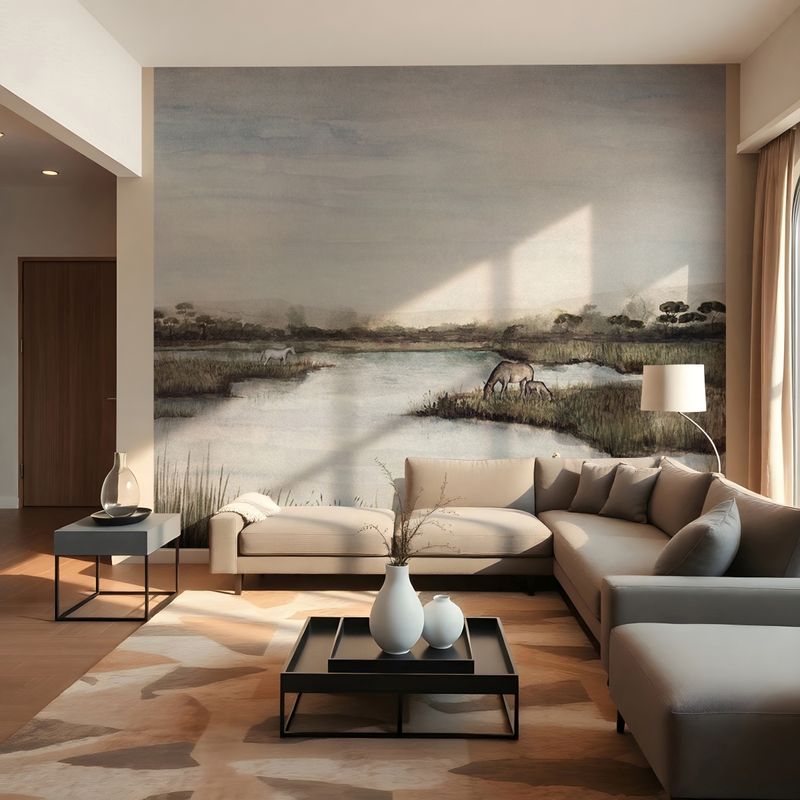Motivtapete Camargue – 6-teiliges Landschafts-Wandbild mit Pferden (3,18 x 2,70 m) | 36934