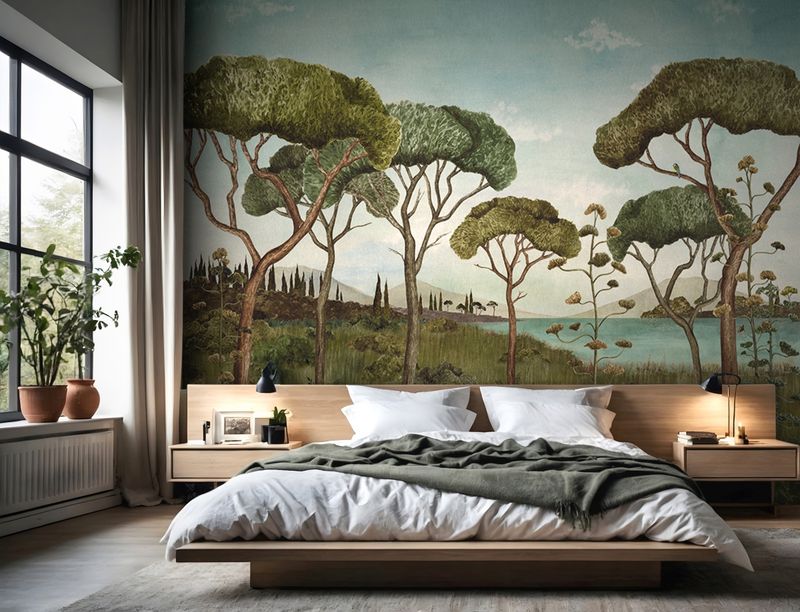 Motivtapete Camargue – 6-teiliges Wald-Wandbild in Grün &amp; Blau (3,18 x 2,70 m) | 36935