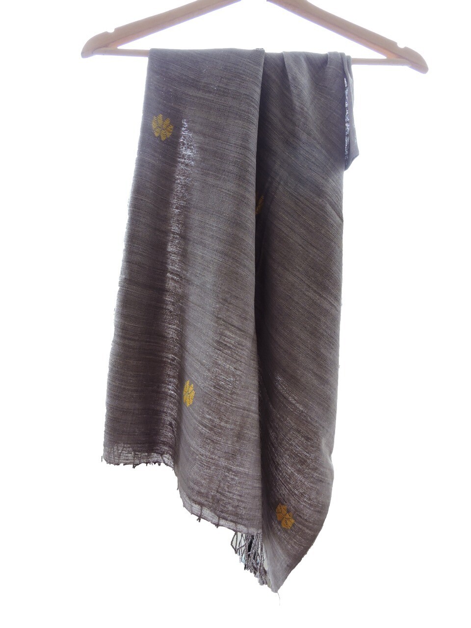 Eri Silk Stole /Scarf - Vegan Silk - Ahimsa Silk - Peace Silk - Handcrafted &amp; Handcut : Grey