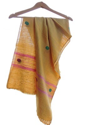 Eri Silk Stole /Scarf - Vegan Silk - Ahimsa Silk - Peace Silk - Handcrafted &amp; Handcut : Orange