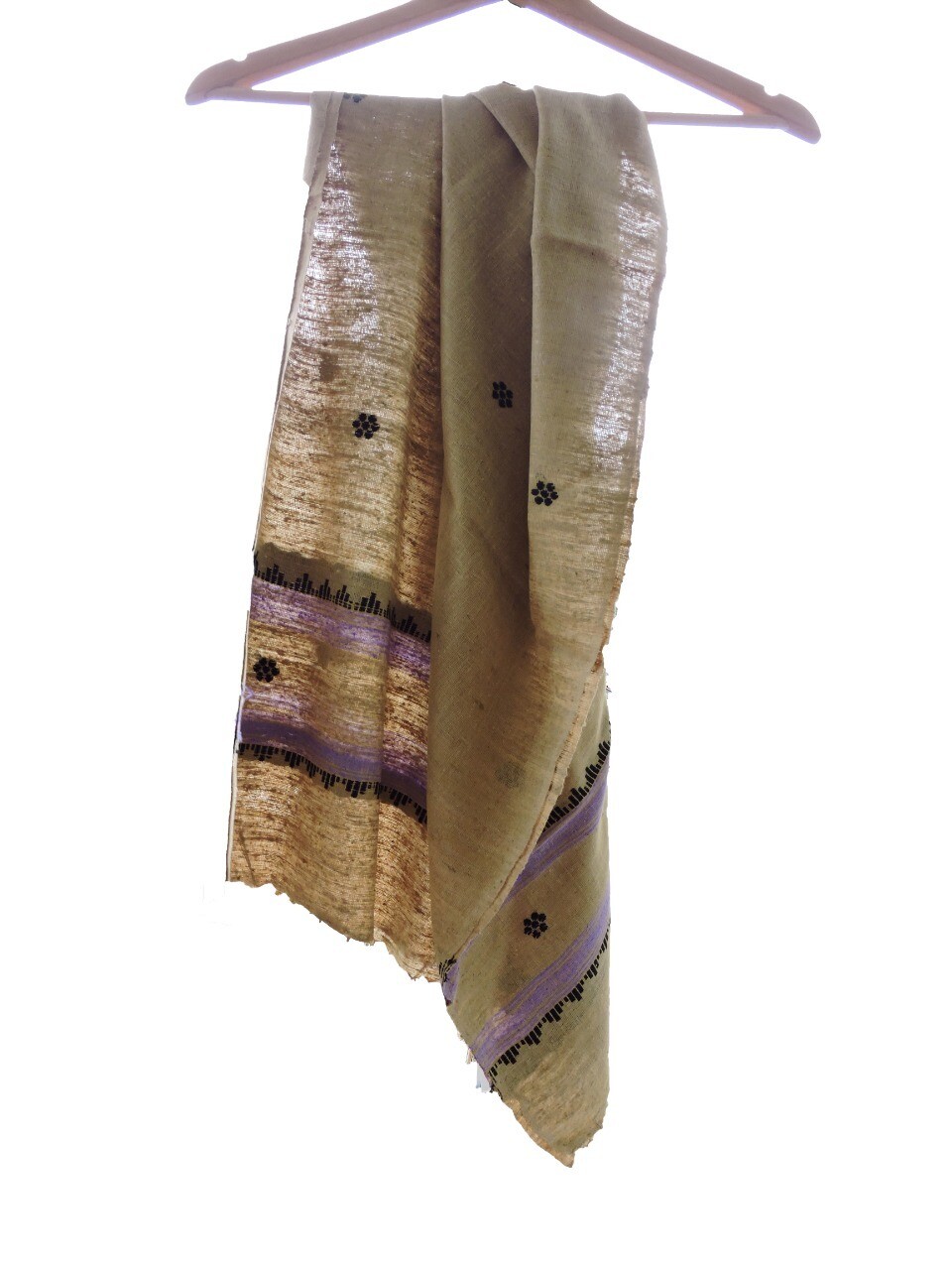 Eri Silk Stole /Scarf - Vegan Silk - Ahimsa Silk - Peace Silk - Handcrafted &amp; Handcut : Beige