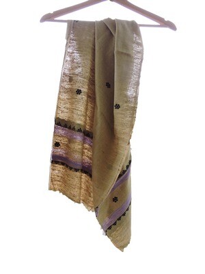Eri Silk Stole /Scarf - Vegan Silk - Ahimsa Silk - Peace Silk - Handcrafted &amp; Handcut : Beige
