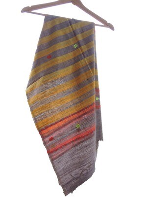 Eri Silk Stole /Scarf - Vegan Silk - Ahimsa Silk - Peace Silk - Handcrafted &amp; Handcut : Grey Orange