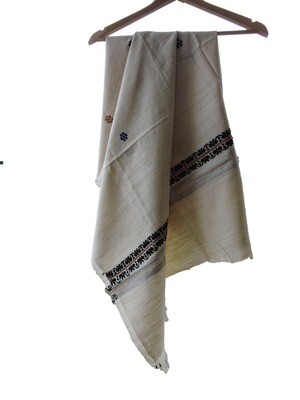 Eri Silk Shawl - Vegan Silk - Ahimsa Silk - Peace Silk - Handcrafted &amp; Handcut : White