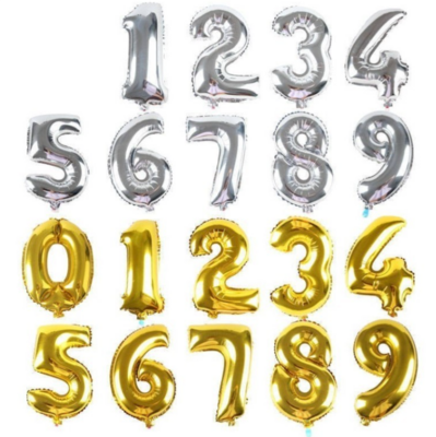 Große Ziffer 85 cm gold/silber mit Luft oder Helium