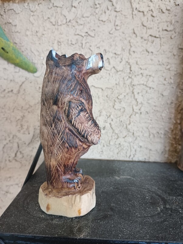 2.5 inches Handmade Wooden Sculpture Statue Bear