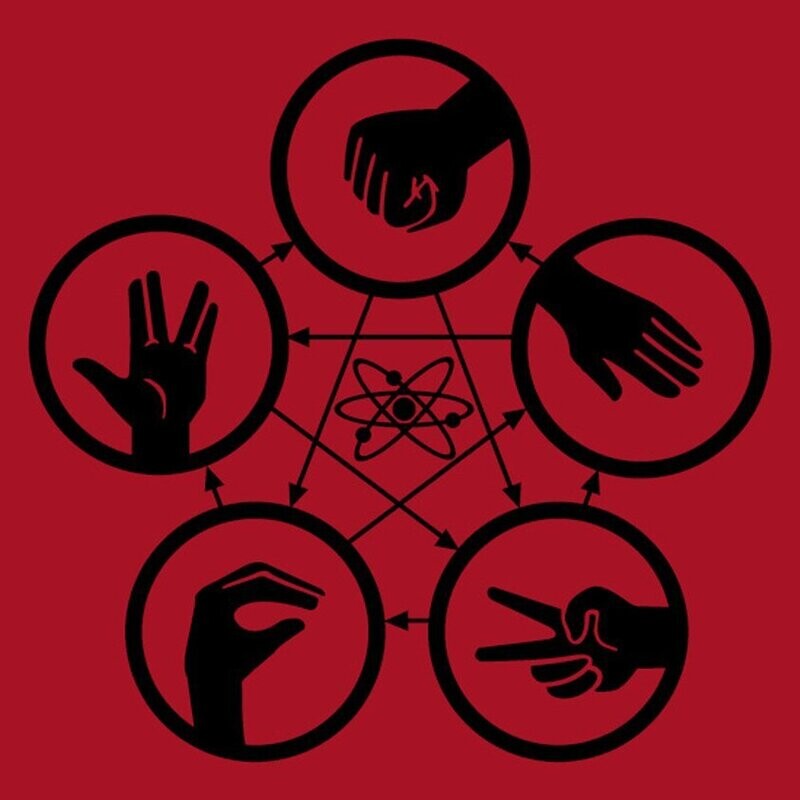 Camiseta Piedra, Papel, Tijera, Lagarto, Spock | TBBT