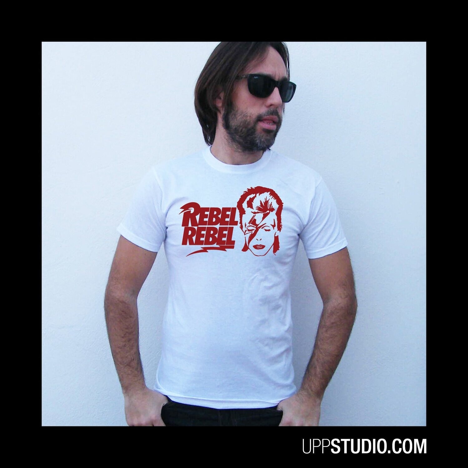 David Bowie Lettrage Rouge Avec Flash' Autocollant