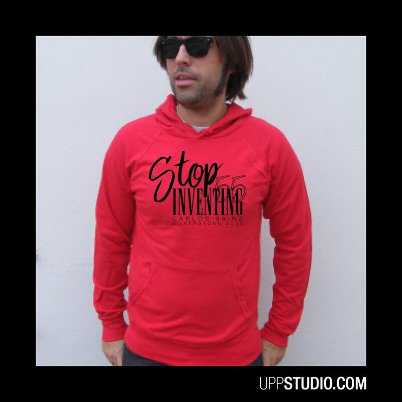 Carlos Sainz Jr. Hoodie | Stop Inventing, Sizing: Unisex, Colour: Red