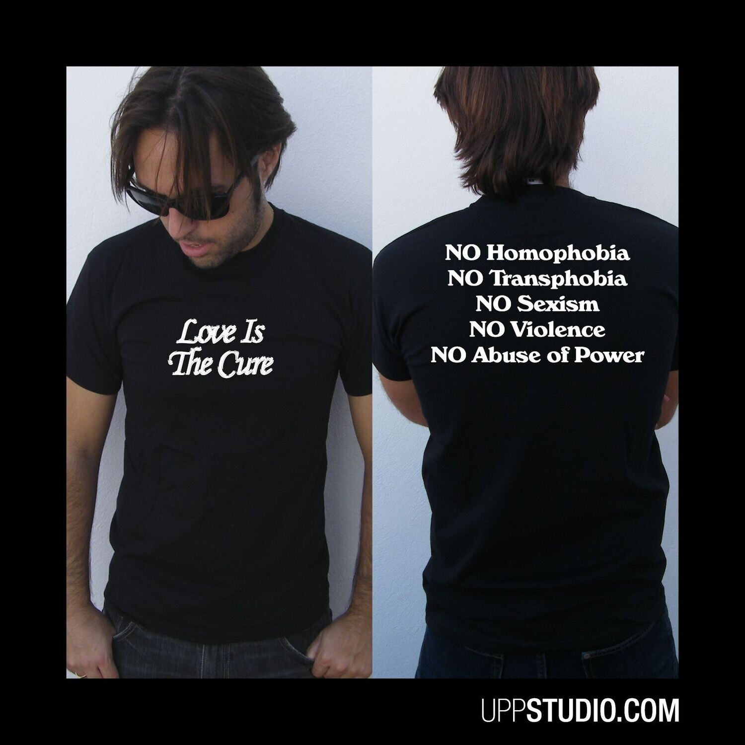 Camiseta Love Is The Cure | No Homophobia, Tallaje: Chico, Color: Negro