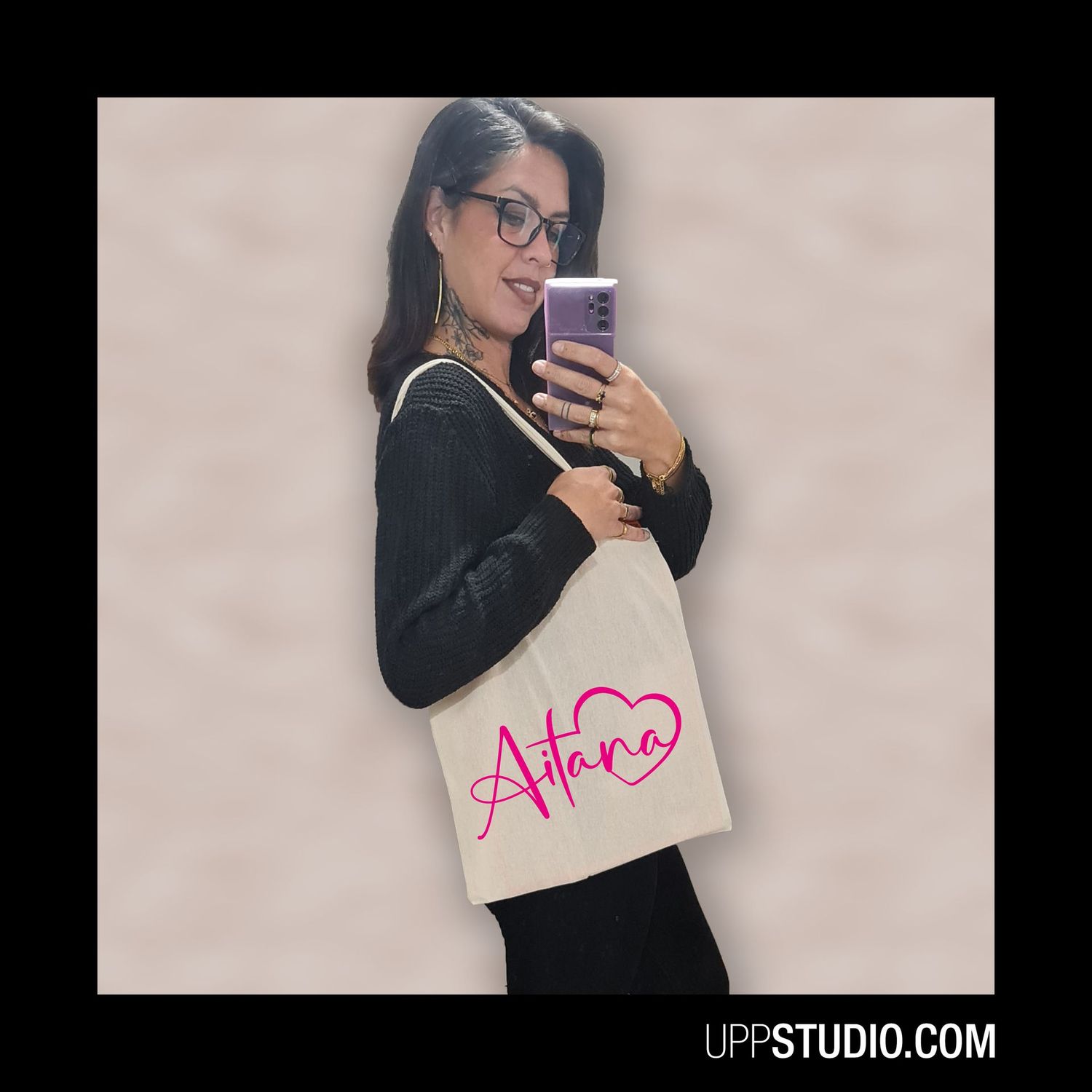 Tote Bag Aitana | Love Corazón, Tamaño: Versión 1