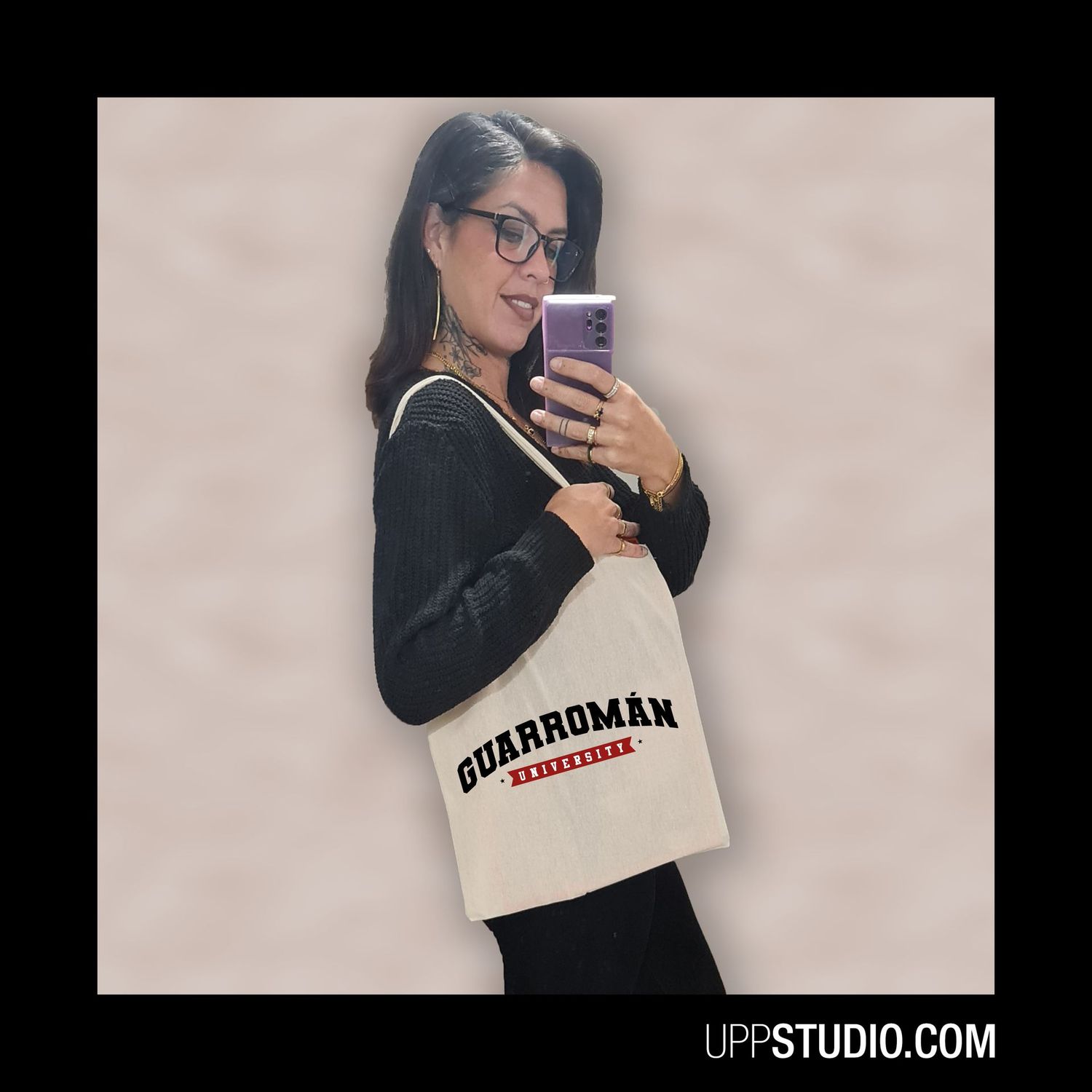 Tote Bag Con El Nombre De Mi Pueblo | Personalizada, Tamaño: Único