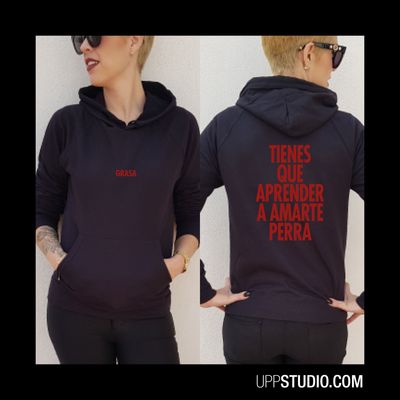 Nathy Peluso Hoodie | Tienes Que Aprender A Amarte Perra, Sizing: Unisex, Colour: Black