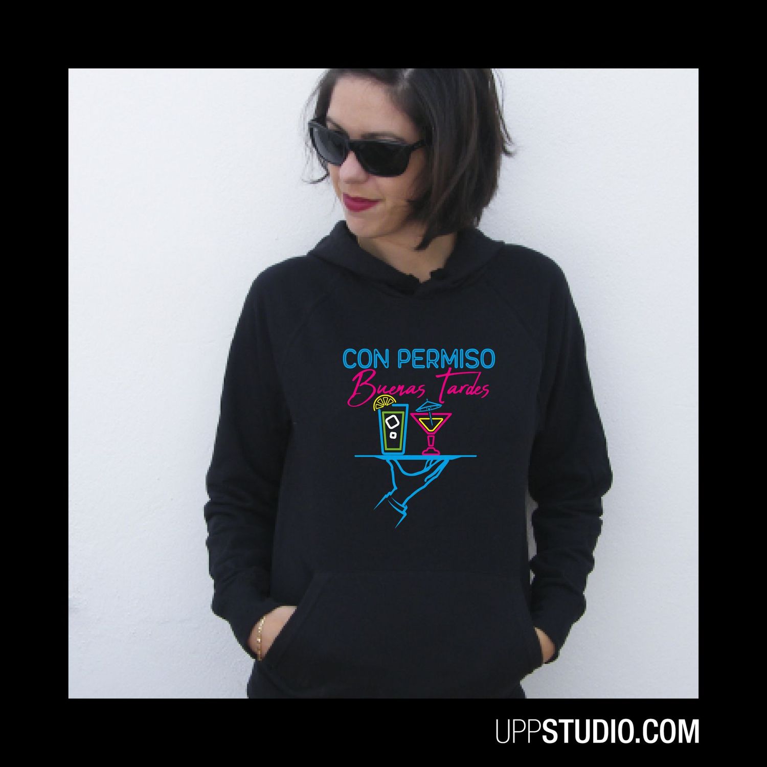 Sudadera Con Permiso Buenas Tardes | Camarero, Tallaje: Unisex, Color: Negro