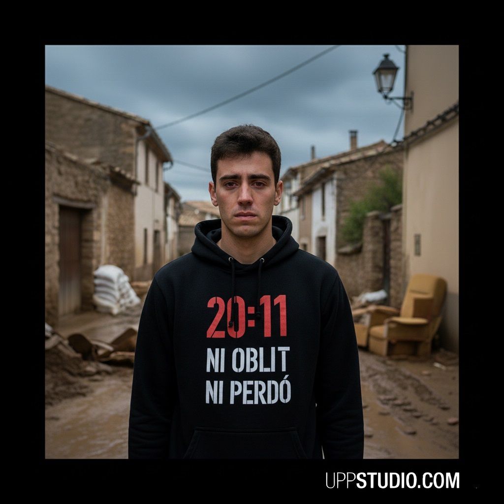 Sudadera 20:11 Ni Oblit Ni Perdó | Solidaria DANA, Color: Negro, Tallaje: Unisex