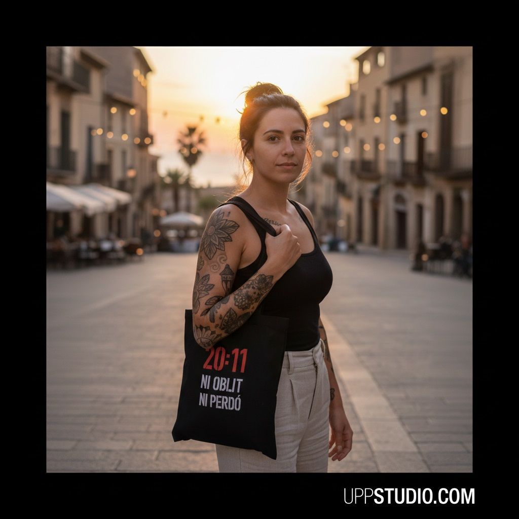 Tote Bag 20:11 Ni Oblit Ni Perdó | Solidaria DANA, Modelo: Bolsa Compra | 38 x 34 cm.