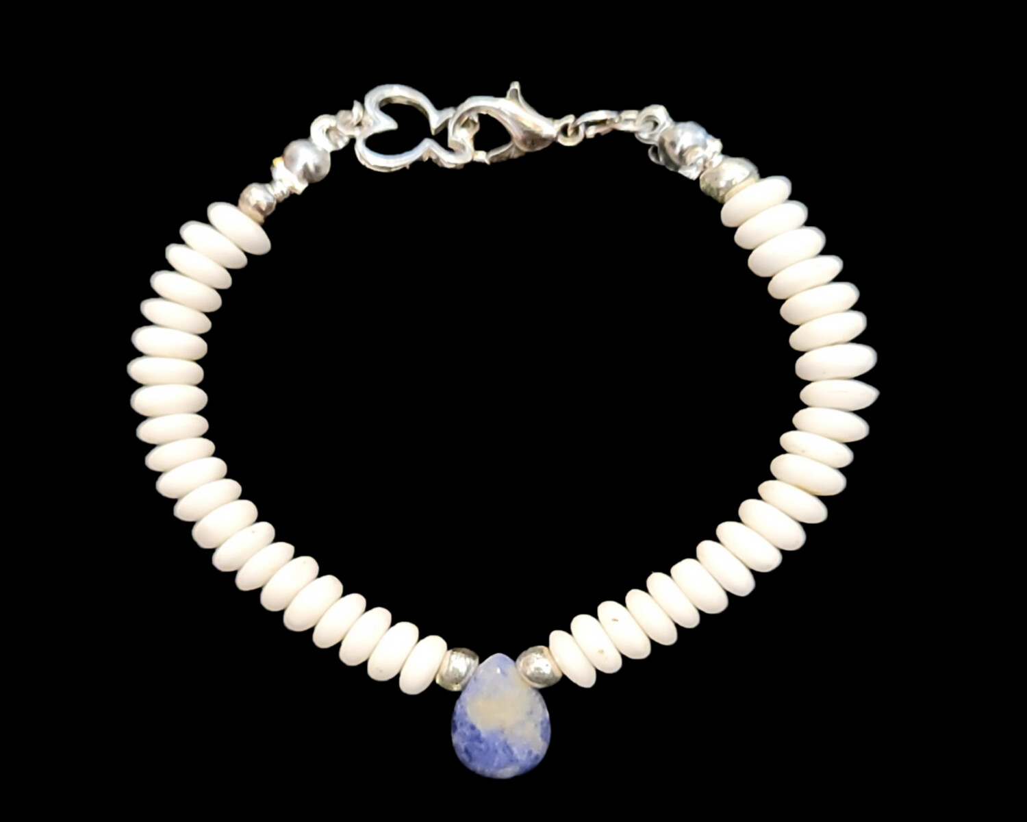 Sodalite &amp; White Bone Beaded Bracelet
