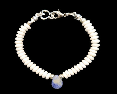 Sodalite &amp; White Bone Beaded Bracelet