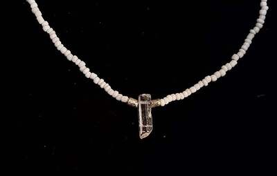 White Beaded Clear Quartz Choker Necklace