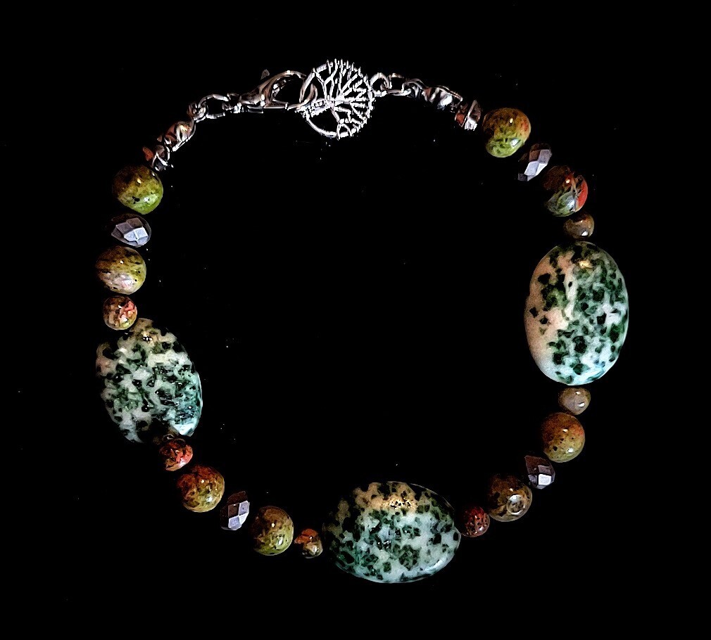 Tree Agate Beaded Bracelet